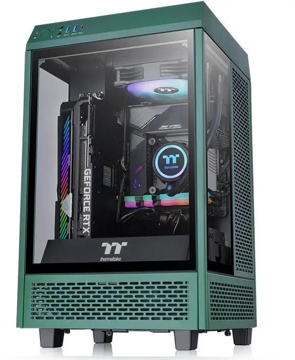 Корпус miniITX Thermaltake The Tower 100 Racing, Midi-Tower, без БП,  зеленый [ca-1r3-00scwn-00]